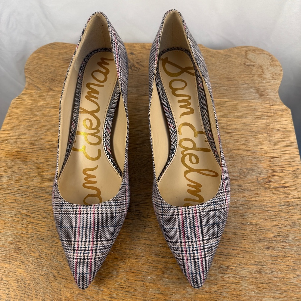 Sam Edelman Dori Plaid Kitten Heels Pumps Pointed Toe Classic Size 10